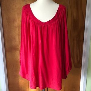 Anthropologie 3X peasant blouse red NWT